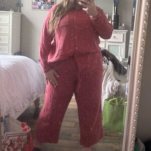 Jessica Simpson Coral Linen Lounge Set